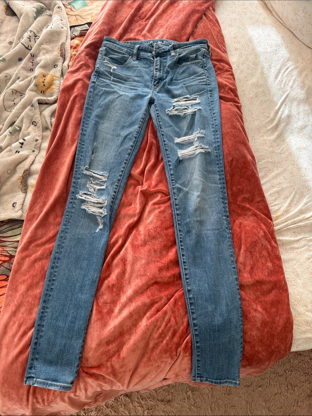 American Eagle Outfitters Light Blue Distressed Skinny Jeans